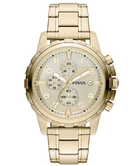 fossil men's 45mm goldtone stainless steel dean chronograph watch box|fossil gold tone chronograph.